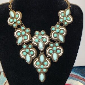 Gorgeous Blue Cabochon Bib Necklace
